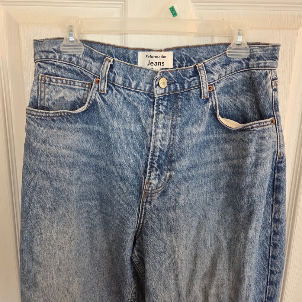 Reformation Cary High Rise Slouchy Wide Leg Jeans Colorado Blue Size 30 Baggy - Picture 2 of 9
